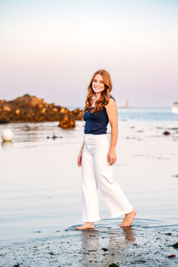 Winnacunnet High School Senior at beach senior session in New Castle, NH.