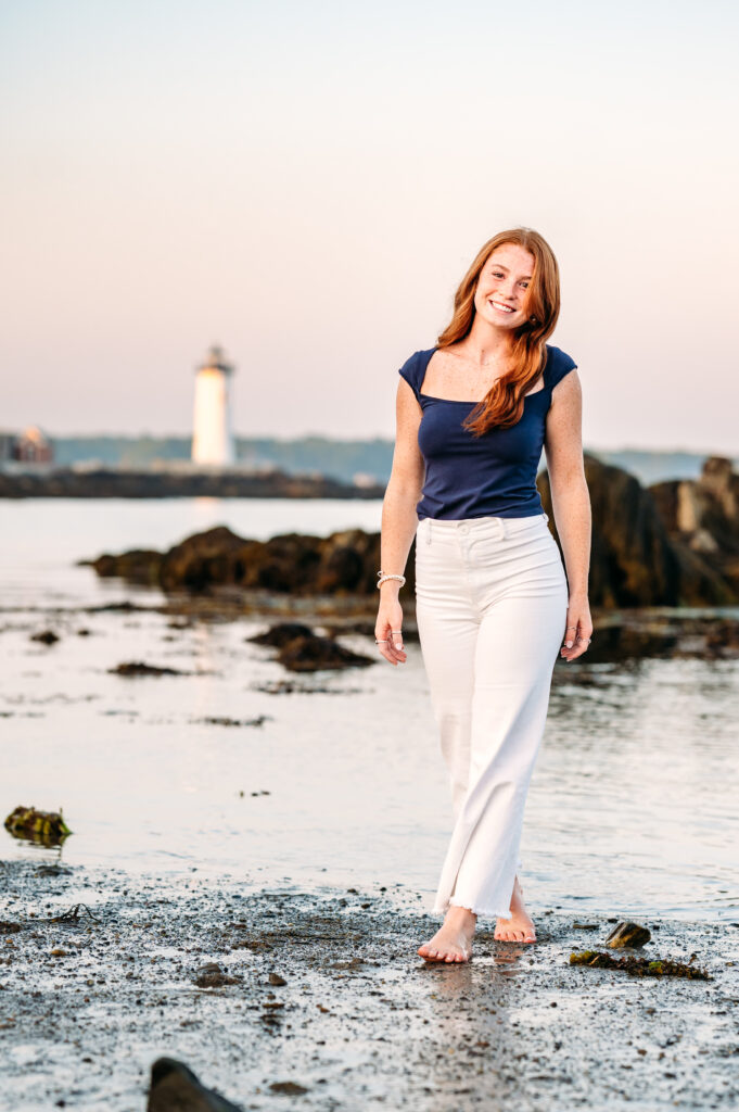 Winnacunnet High School Senior at beach senior session in New Castle, NH.
