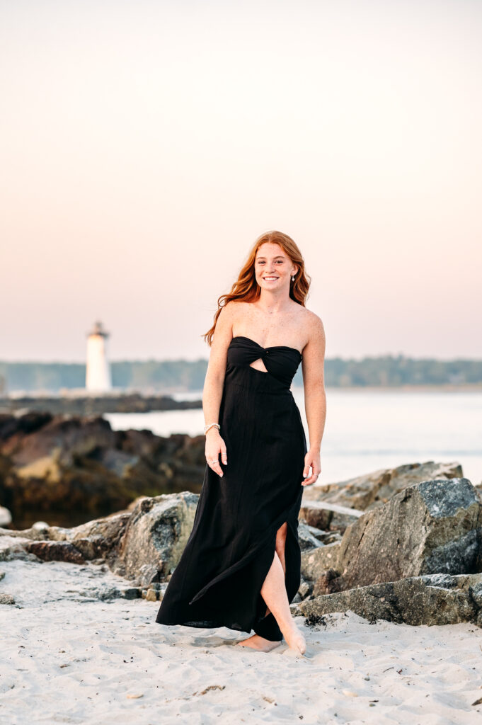 Winnacunnet High School Senior at beach senior session in New Castle, NH.