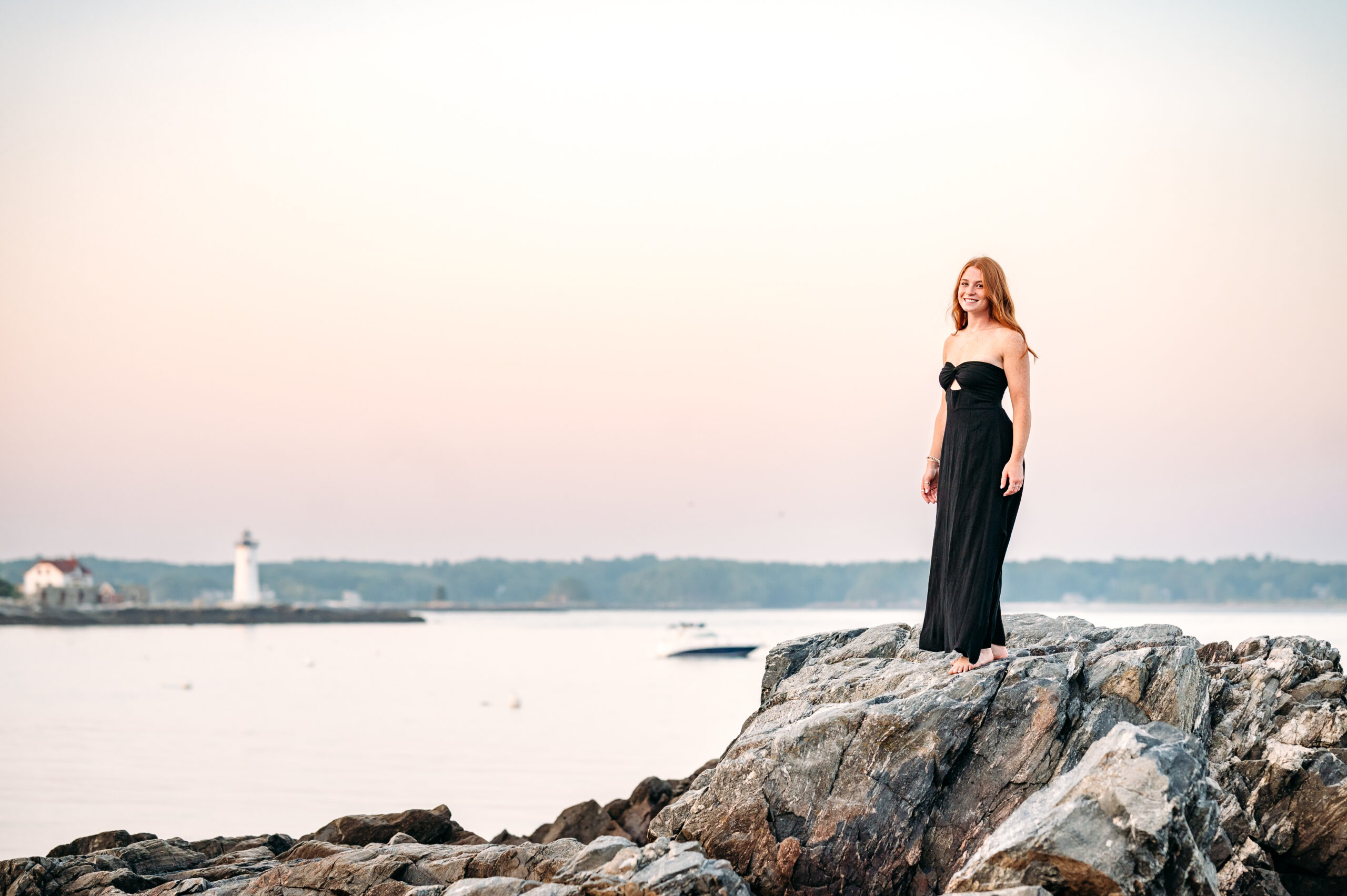 Winnacunnet High School Senior at beach senior session in New Castle, NH.
