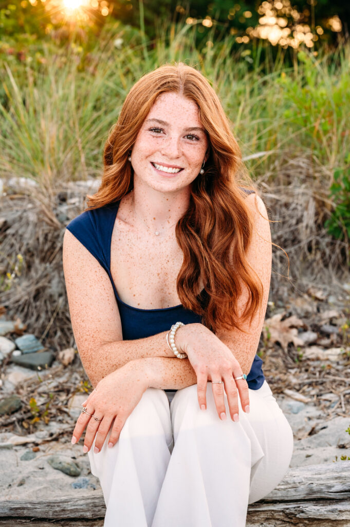 Winnacunnet High School Senior at beach senior session in New Castle, NH.