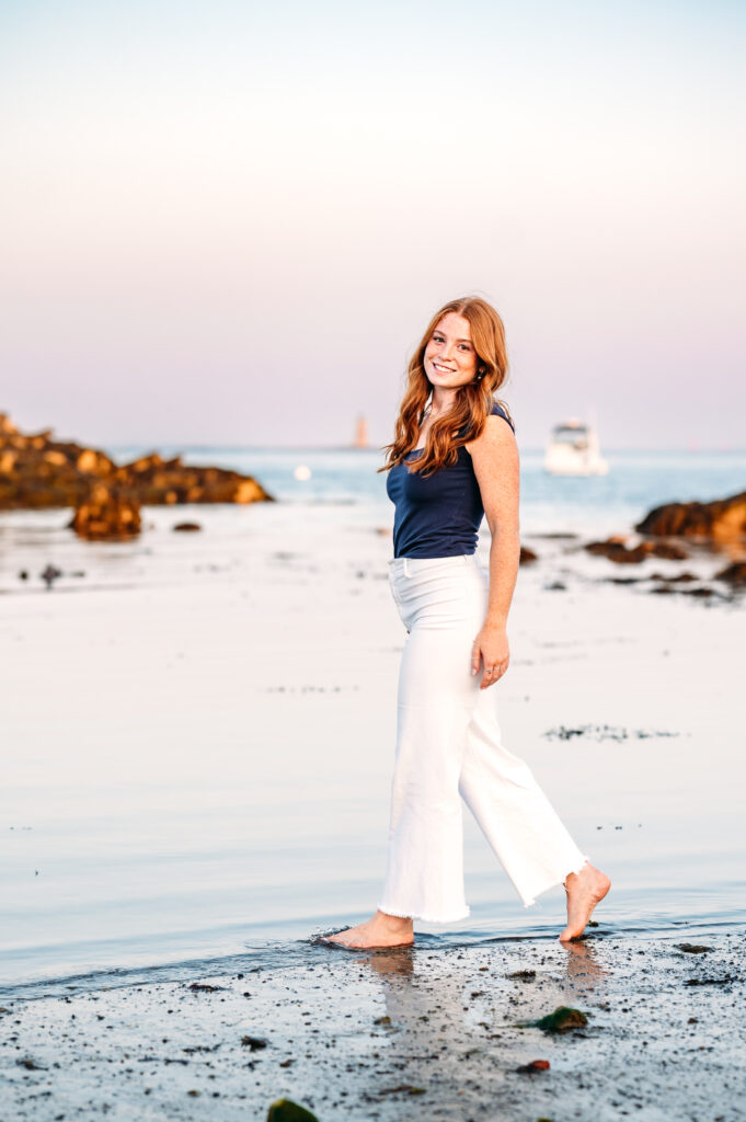 Winnacunnet High School Senior at beach senior session in New Castle, NH.